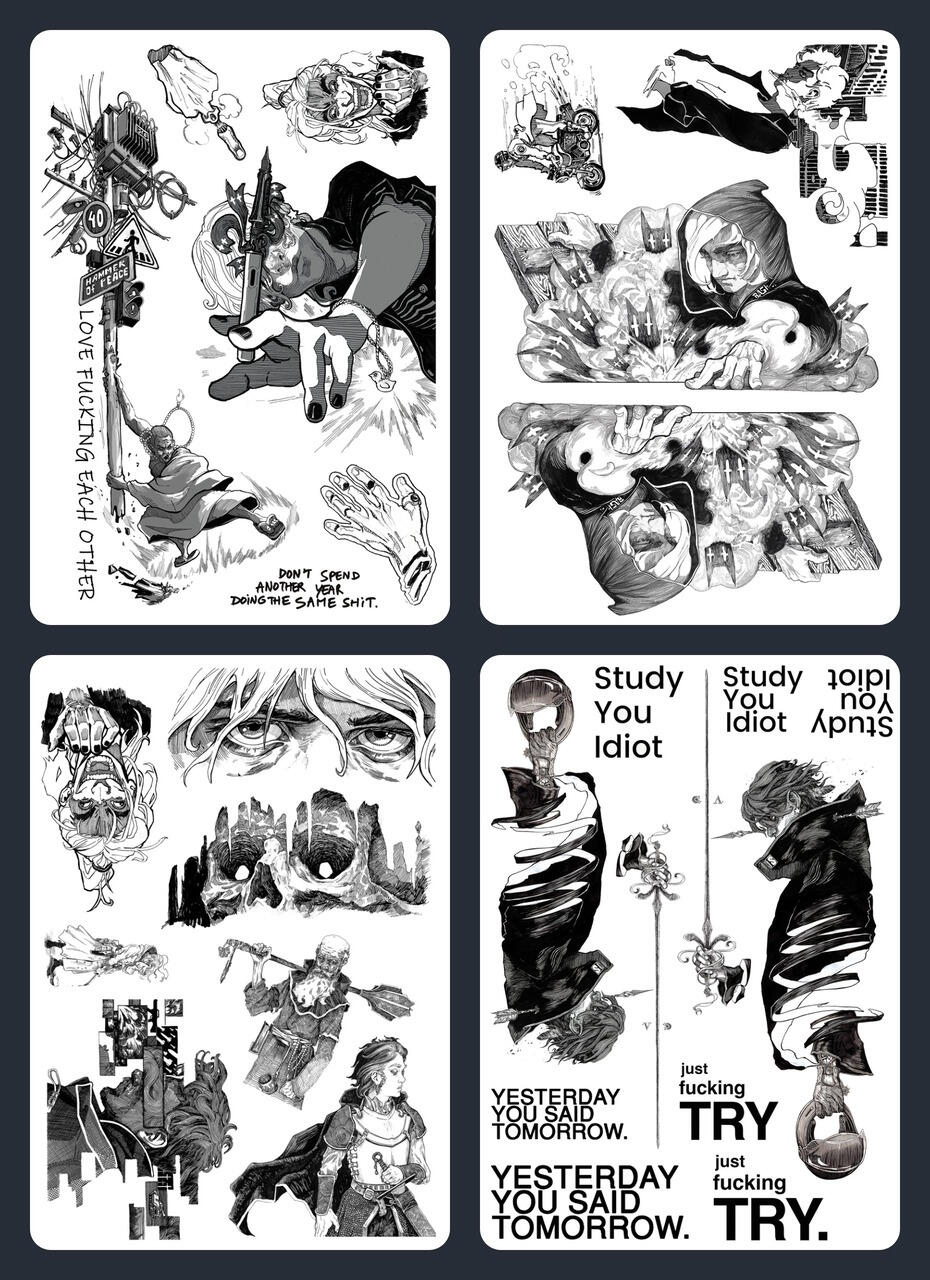 B&W Inside $32 4 stickerset а5